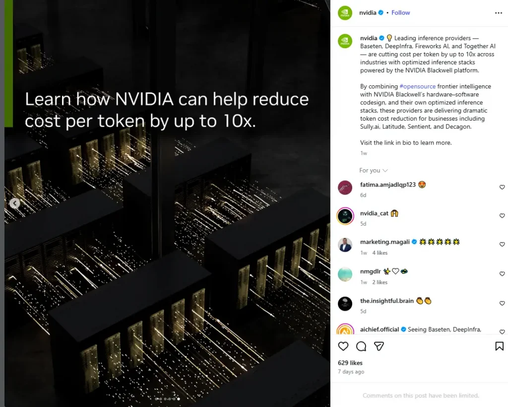 Slide from a carousel posted on Instagram by Nvidia 