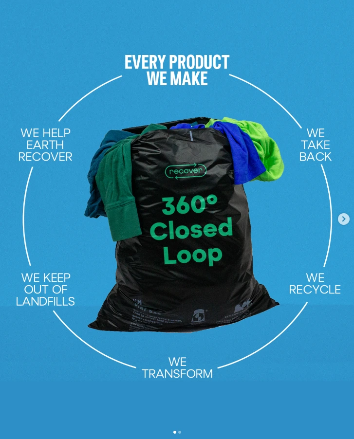 Screenshot from Instragram ad from Recover Brands to show how each product helps the enviroment